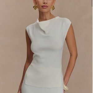 MESHKI | Francisca Cowl Neck Knit Top - White